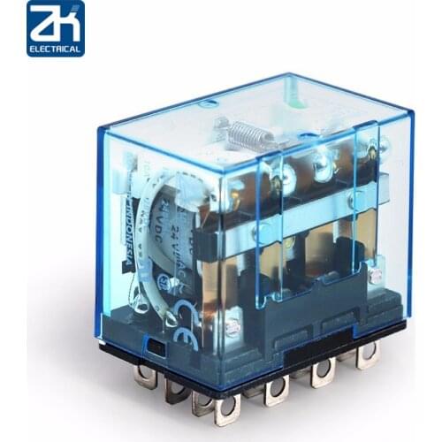 LY4NJ LY4 HH64P 14PIN 10A Power Relay Coil 4PDT Red LED Indicator Lamp DC12V 24V AC110V 220V Relay Switch