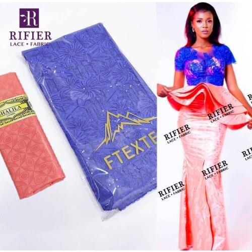 2.5+2.5 Yards Sequined Net Mesh Lace And Original Bazin Riche Fabric For Korea Elegant Women Party Dresses Net Lace Fabrics