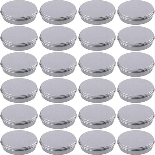 24Pcs Refillable Container, Aluminum Screw Cap Round Container Bottle, Suitable for Candle Lipstick, Eye Shadow, Powder