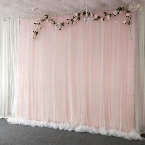 3X3M Simple White Yarn Silk Cloth Wedding Backdrop Event Party Drape Curtain for Wedding Party Home Decoration Stage Background