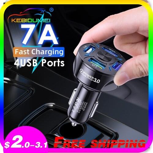48W Quick Car Charge 7A Mini 4 Ports USB Fast Charging For iPhone 11 Xiaomi Huawei Mobile Phone Charger Adapter in Car