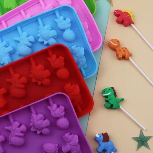 8-cavity dinosaur lollipop silicone mold with 20 sticks DIY baking, recyclable food grade
