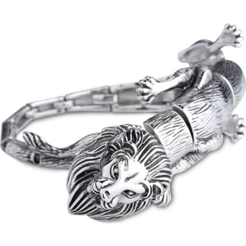 Alternative wild animals lion head titanium steel bracelet men domineering jewelry stainless steel jewelry
