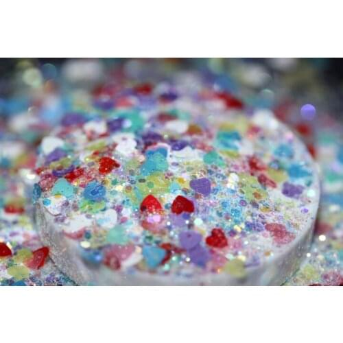 Matte Heart White Glitter Mix, Resin Opal Effects, Multi-Shape, Pastel Color, Holographic, Resin Opal Glitter