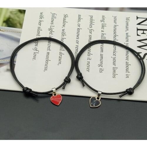 Love Heart Bracelet For Men Women 2 pcs Adjustable Rope Bracelet Fashion Hand Jewelry Wholesale
