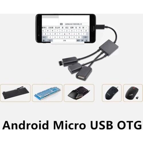 CatXaa 3 in 1 Android Micro USB OTG Cable Cellphone Gaming Android Adapter Converter for OPPO Samsung Keyboard Mouse USB Flash