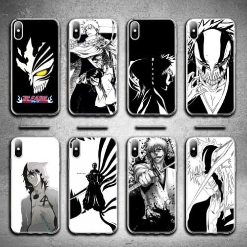 Anime Bleach Black and White Phone Case For iphone 12 11 Pro Max Mini XS Max 8 7 6 6S Plus X 5S SE 2020 XR Silicone Soft cover