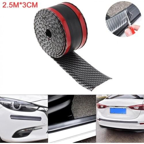 DIY Universal PVC Carbon Fiber 250CM x 3CM Car Door Pedal Bumper Anti Collision/ Friction Protection Sticker