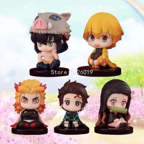 5pcs/set Kimetsu no Yaiba Anime Figure Demon Slayer Action Figure Kamado Tanjirou Kamado Nezuko Agatsuma Zenitsu Figurine Toys