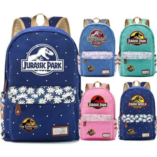 F3303 Cartoon Jurassic Park Dinosaur Children Schoolbag Girls School bag Women Bagpack Teenagers Canvas Lady Femme Backpack