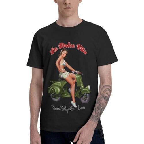 Movie La Dolce Vita T Shirts Men Short Sleeve Cotton T-shirt Retro Vespa Tee Tops Streetwear Tshirts Gift