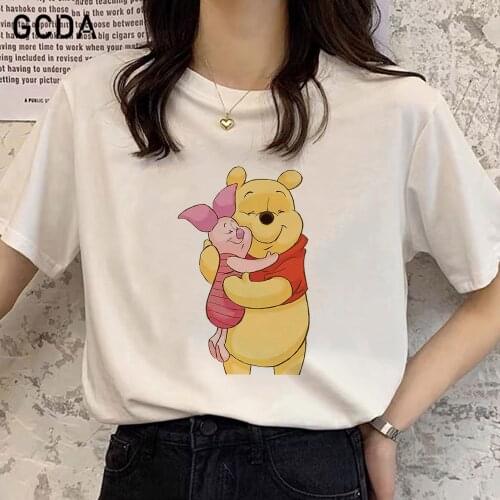 Pooh Bear Piglet T Shirt Summer Short Sleeve Tee Tops Women Anime Winnie the Pooh T-Shirts Pop Streetwear Girl Tshirt