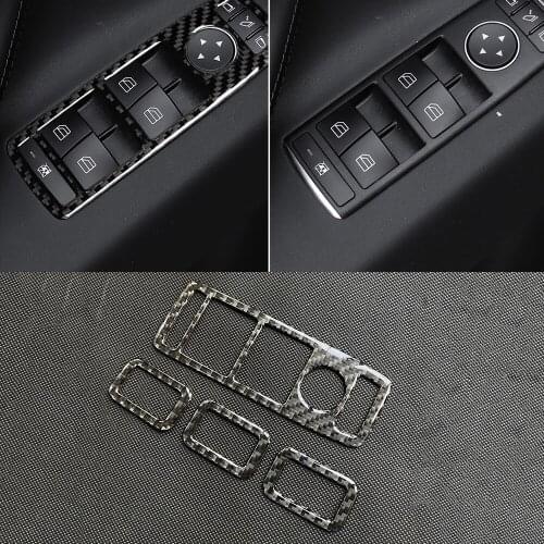 Glossy Soft glue Real Carbon Fiber Window Glass Lift Panel Button Protective Film Decorative Sticker Fit For Tesla Model X LHD