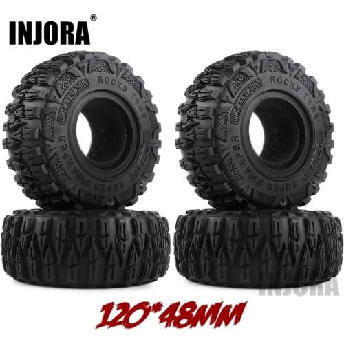 INJORA 4PCS 2.2" Mud Grappler Rubber Tyre 2.2 Wheel Tires 120*48MM for 1:10 RC Rock Crawler Traxxas TRX4 TRX-6 Axial SCX10 90046