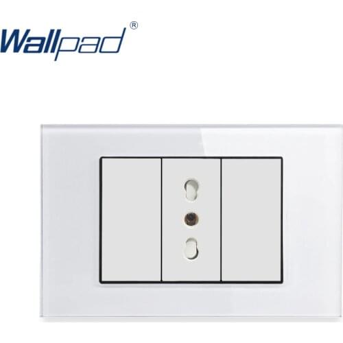 Italian Socket Wallpad Luxury Tempered Glass Panel Electric Wall Power Socket Electrical Outlets For Home 16A AC 110-250V