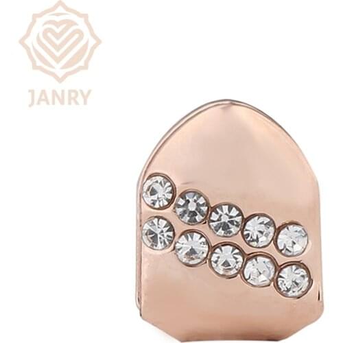 JANRY New Gold Color Plated Hip Hop Single Teeth Grillz Cap Top Tooth GRILLZ for Halloween Christmas Party Jewelry Gift