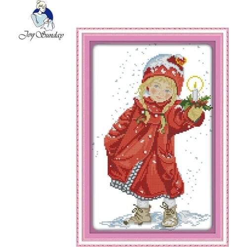Joy sunday figure style Christmas candle easy cross stitch kits modern embroidery painting by hand make