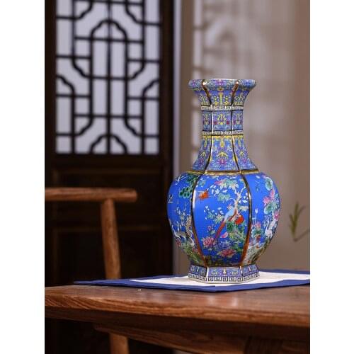 Ceramic Vase Decoration Imitation Qianlong Antique Porcelain Bottle Chinese Classical Living Room Wine Cabinet Decorations