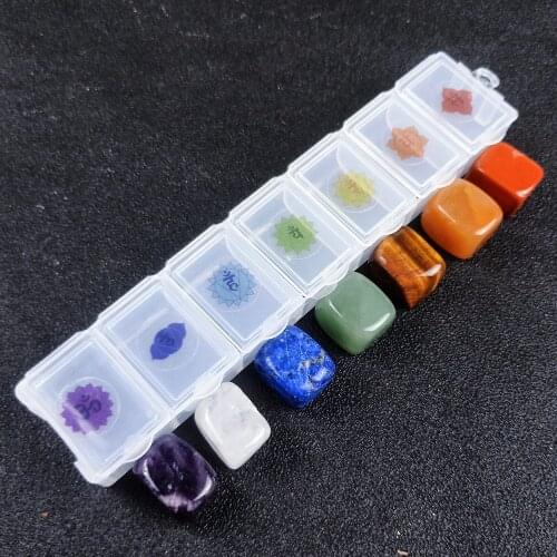 Chakra reiki CrystalsNatural crystal gem square seven chakra energy healing stone set
