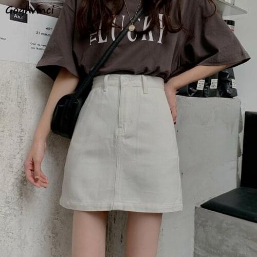 Summer Denim Skirts Vintage Large Size S-5XL A-line Mini Hip-skirt Students BF Harajuku Solid Simple Slim Streetwear Ulzzang OL