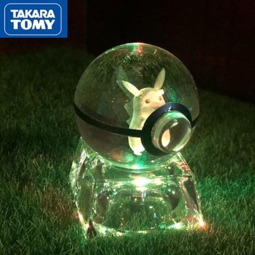 Takara Tomy Pokemon Cartoon Cute 3d Crystal Ball Pikachu Split Space Elf Ball