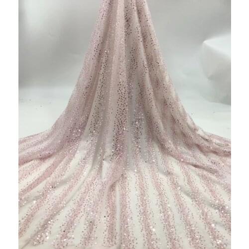 Fashion Design JRB-7.21032703 Embroidery Mesh fabric with Small Beads Nigerian French Lace Fabric for Party Dress