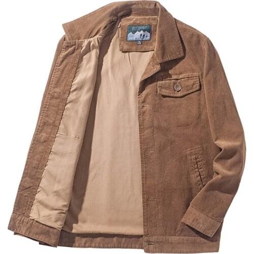 Men Spring Corduroy Jackets Coats Turn Down Collar Casual Jackets Outwear for Male SIze M-4XL
