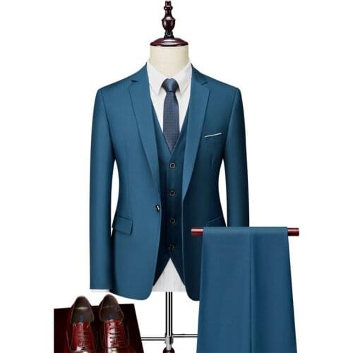 Men Suit 2020 Spring and Autumn High Quality Custom Business Suit Three-piece Slim Large Size Multi-color Suit One-button Suit