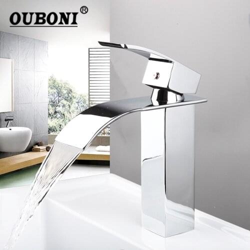 US Bathroom Faucet Ceramic Waterfall Chrome Brass Basin Sink Faucet Lavatory Combine Set Faucet,Mixer Tap