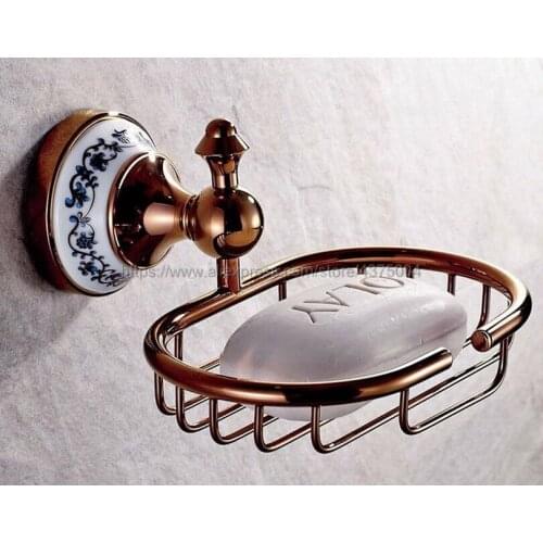 Wall Mounted Soap Dishes Rose Gold Color Soap Holder Soap Basket Bathroom Accessories Bath Hardware Nba390