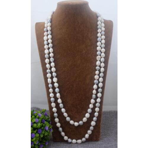 NEW Natural 80'' Multi color Baroque pearl Necklace 8-9mm Long sweater chain