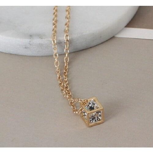 Punk New Fashion Necklace Gold Crystal Wedding Love Cubic Three-dimensional Sparkling Pendant Necklace Wholesale Sales
