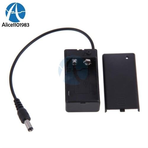 New Arrival 9V PP3 Battery Holder Box Case Wire Lead ON/OFF Switch Cover + DC 2.1mm Plug