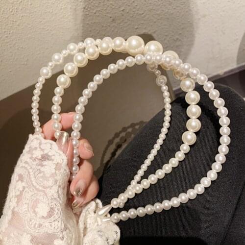 Ruoshui Woman Luxury Pearl Hairband Elegant Girls Trendy Headband Women Hair Hoop Ornaments Hair Accessories Bezel Headwear