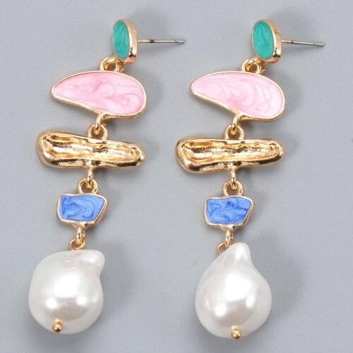 Wholesale JURAN New Large Long Elegant Pendant Imitation Pearl Irregular Hanging Drop Earring Ear Jewelry For Women Party Brinco