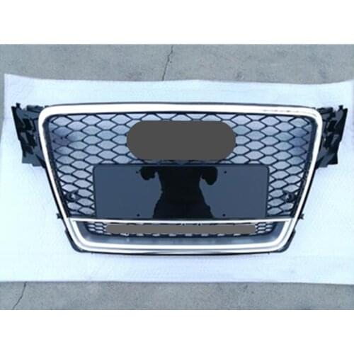 Front Sport Hex Mesh Honeycomb Hood Grill Gloss Black for Audi A4/S4 B8 2009 2010 2011 2012 For RS4 Style For quattro style