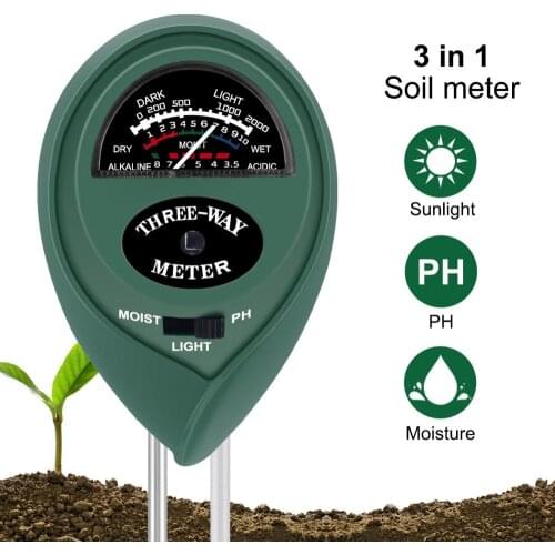 Three-in-one Round Head Soil Instrument Gardening Instrument Soil Tester Hygrometer / Measuring PH Meter / Illuminance Tester