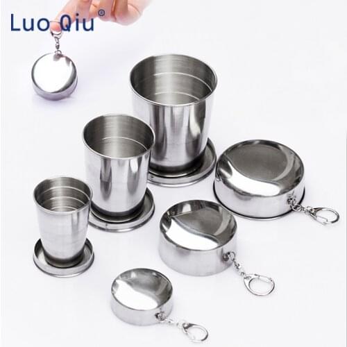 60ml 150ml 260ml Stainless Steel Camping Folding Cup Traveling Outdoor Camping Hiking Mug Portable Collapsible Cup Bottel