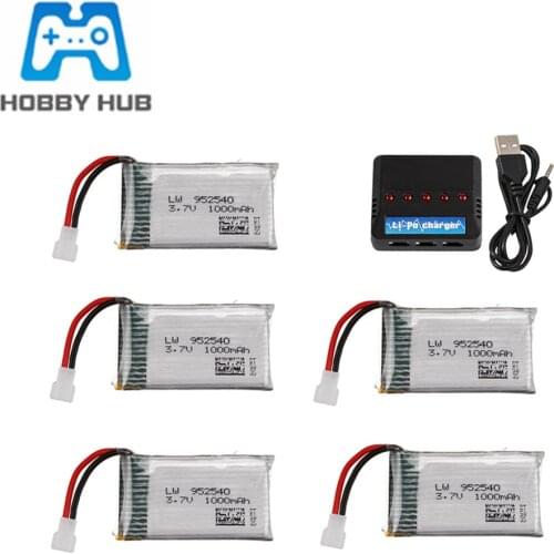 Upgraded 3.7V 1000mAh 25c Lipo Battery + 5 in 1 Charger for Syma X5 X5C X5SC X5SW TK M68 CX-30 K60 905 V931 RC Drone Part