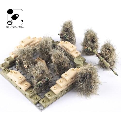 WW2 Military Ghillie Suit Building Blocks SWAT Figures Camouflage Weapon Sniper Army Soldier Parts DIY Accessories Bricks Toys