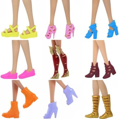 High Quality Doll Shoes for Barbie Doll Fashion Cute Colorful Assorted High Heels Shoes Boots Party Wear Doll Accessories Toy