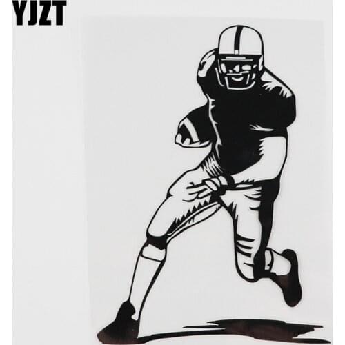 YJZT 10.7CMX14.8CM American Football Player Sports Gym Vinyl Car Sticker Black/Silver 8A-0188
