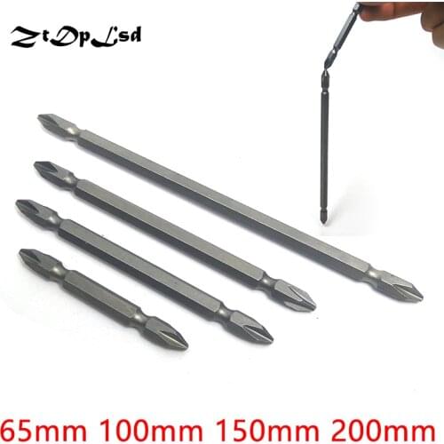ZtDpLsd 1Pcs 1/4" Profession Hardness Magnetic Cross Head Screwdriver Bit Double Head Electric Screwdriver Phillips Screw Driver