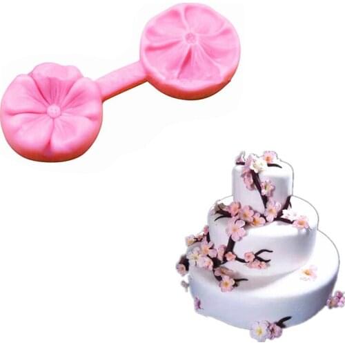 1PC Cherry Blossoms Flower Cake Mold Silicone Mini Flower Fondant Mold Cupcake Soap Mold Sugarcraft Paste Baking Mould QA 125