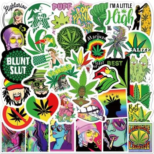 10/30/50PCS Spoof Characters Leaves Smoking Graffiti Stickers Luggage Laptop Car Waterproof Removable Stickers Wholesale