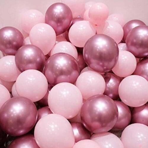 15pcs 12 inch shiny CHROME PINK AND MAKARON (PASTEL) balloons helium latex wedding decoration birthday party flying balloon