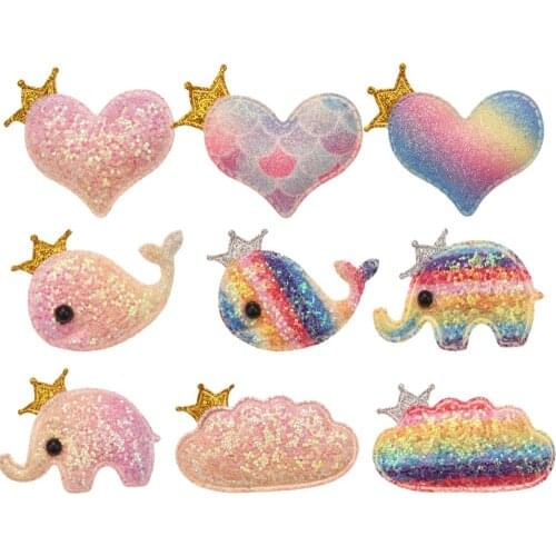 18PCS Sequin Heart Dolphin Flower Accessories Boutique Hair Accessories Cute Headwrap No Hairclip Bows Hair flower