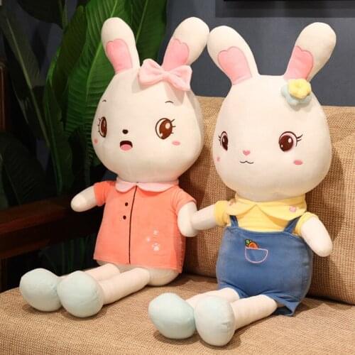2 Styles Cute Soft Stuffed Animals Kids Animal Rabbit Sleeping Cute Cartoon Plush Toy Stuffed Animal Doll Children Birthday Gift