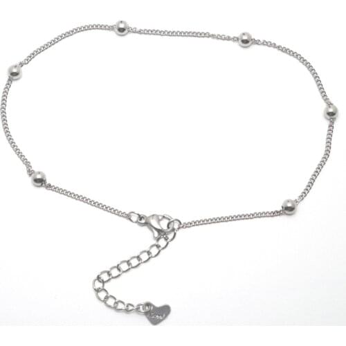 304 Stainless Steel Anklet Silver Color Round Charm Anklet With A Bell Fashion Women Jewelry Gifts 23.5cm(9 2/8") long, 1 Piece