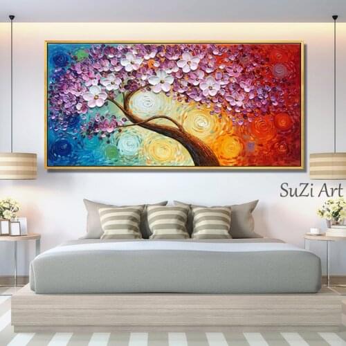 3D Knife Flower Paintings Abstract Oil Painting Wall Art Home Decor Picture Modern Hand Painted Oil Painting On Canvas Unframe